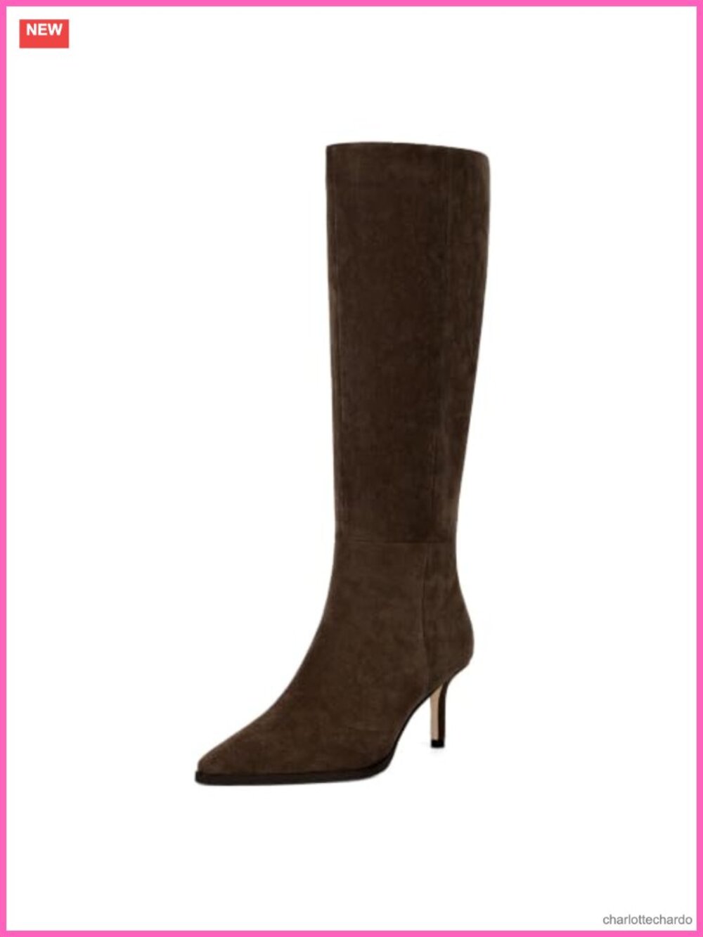 Knee High Boots for Women Pointed Toe Stiletto Heel Side Zipper Faux Leather